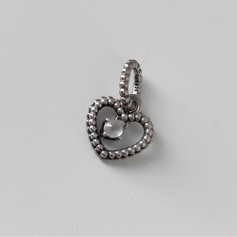 Authentic Pandora April Birthstone Heart Dangle Charm